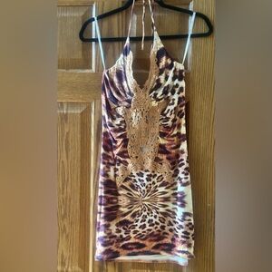 Sky Multicolor, crochet embroidered Dress size M NWT
